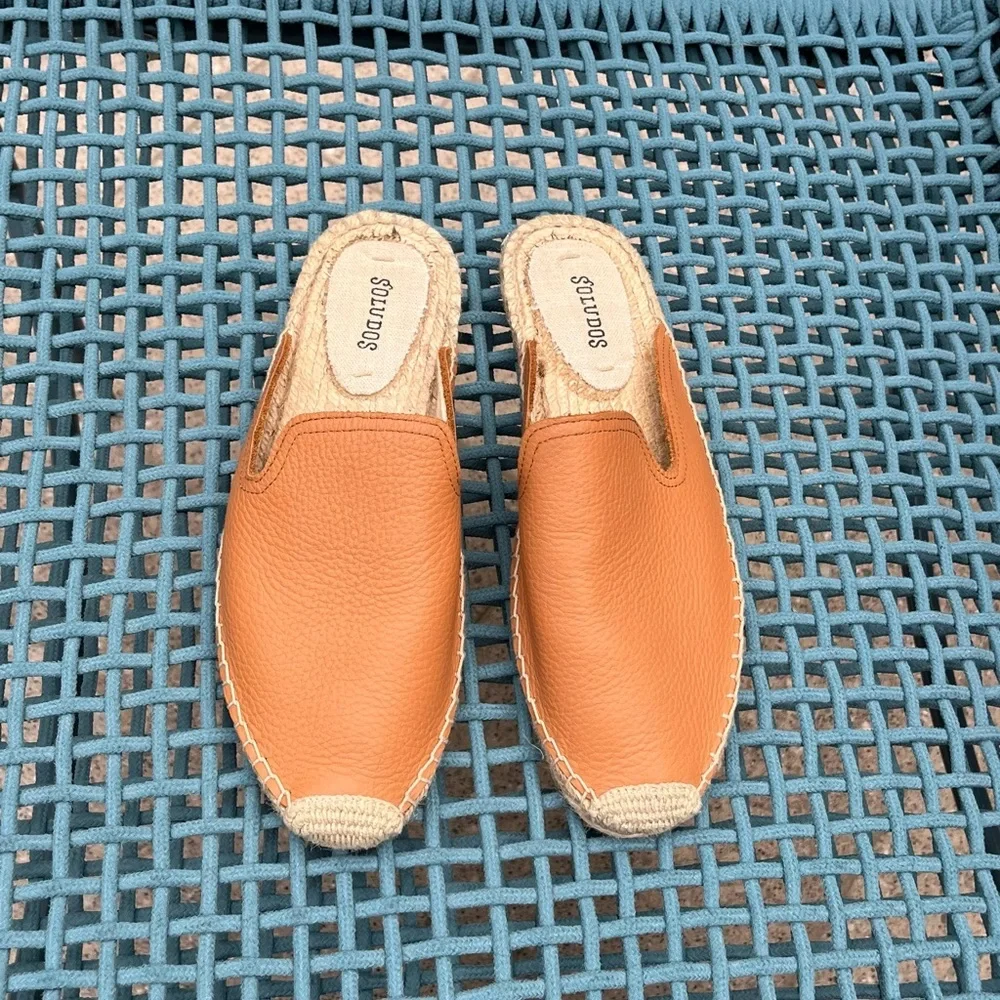 Soludos Brown Slip-Ons Leather Shoes Mules Size 9